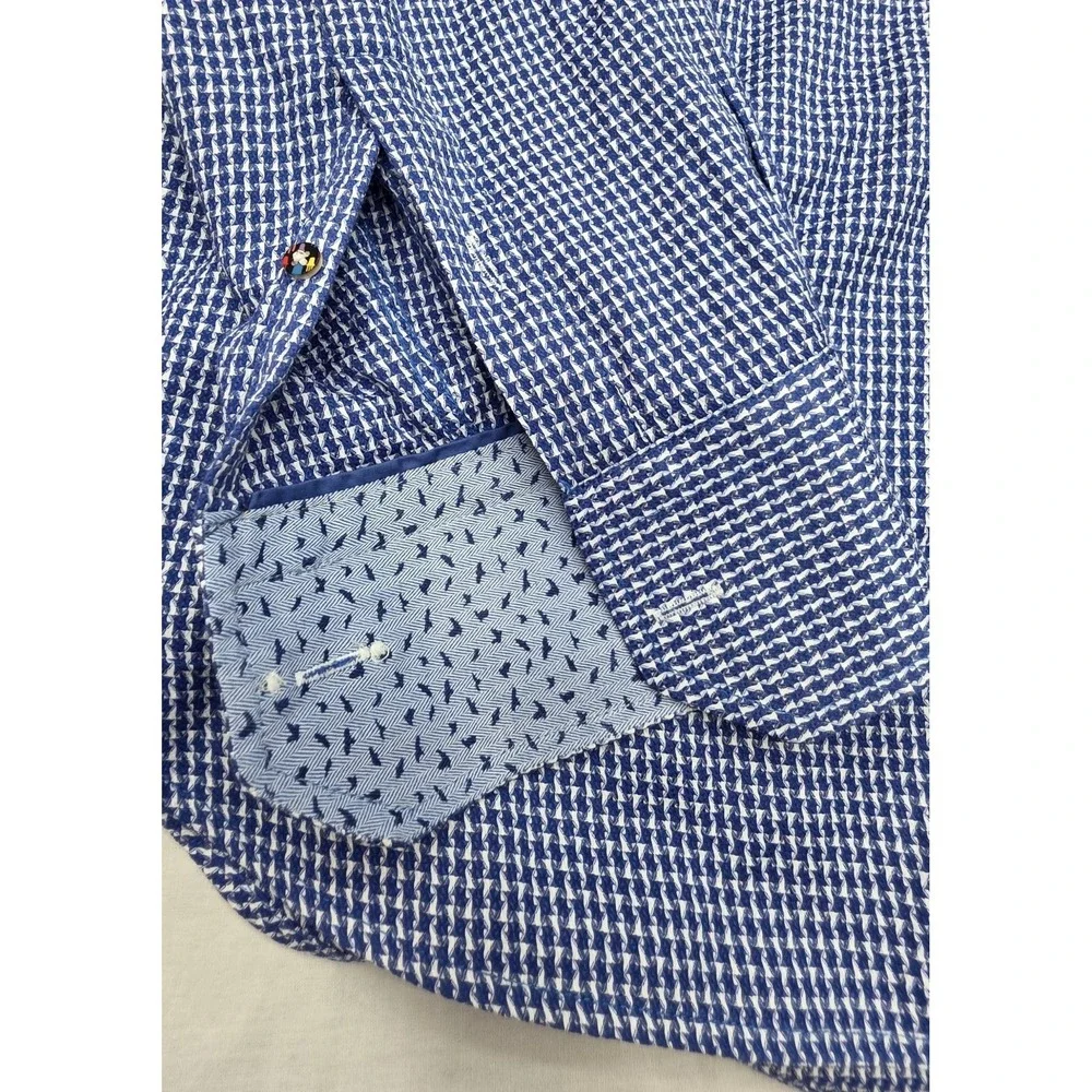 Luchiano Visconti Men's Blue Diamond Pattern‎ Longsleeve Button Down Shirt...